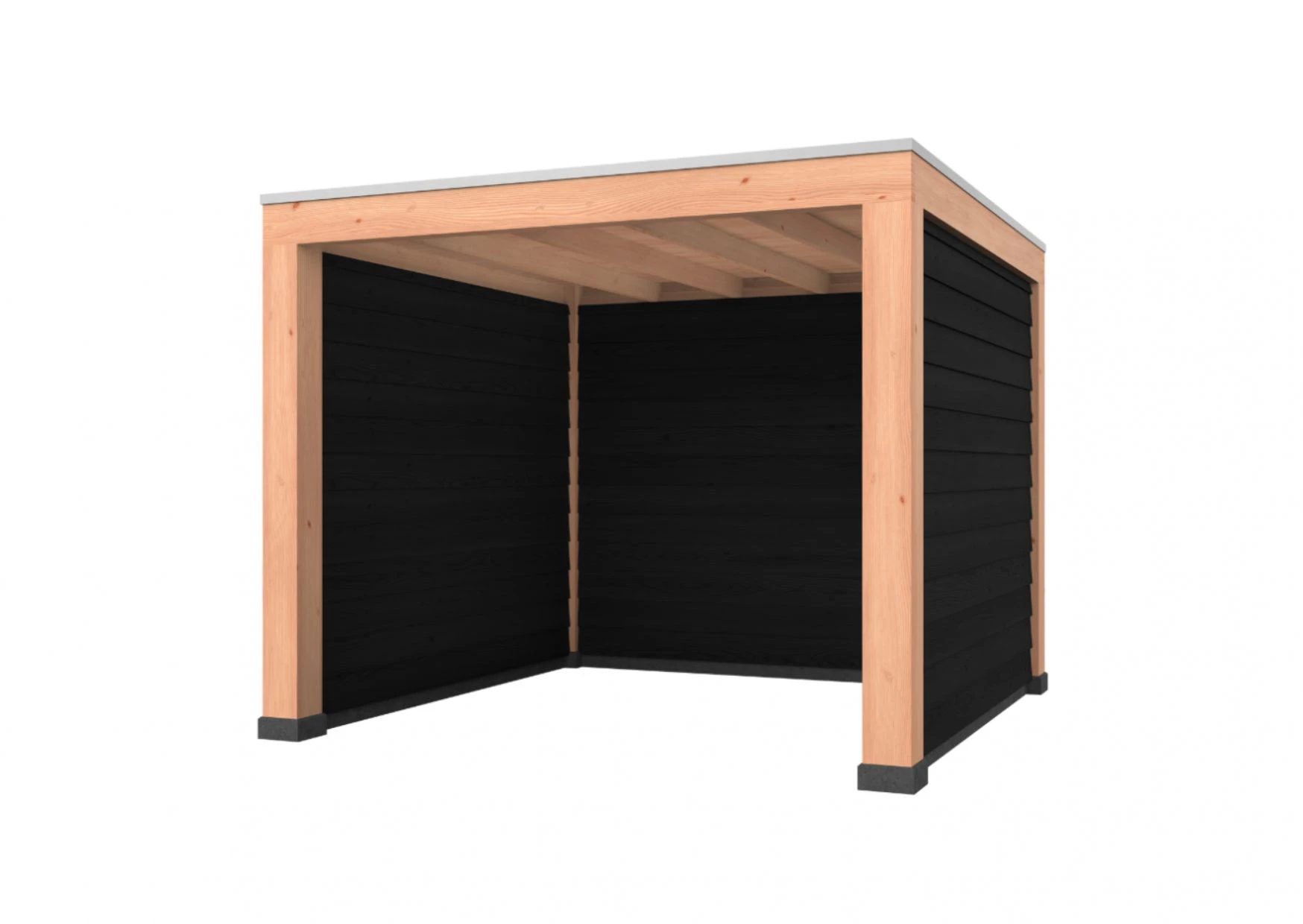 Douglas overkapping, 300 x 300, met achterwand en twee zijwanden, Westwood Robuust zwart - Afbeelding 1